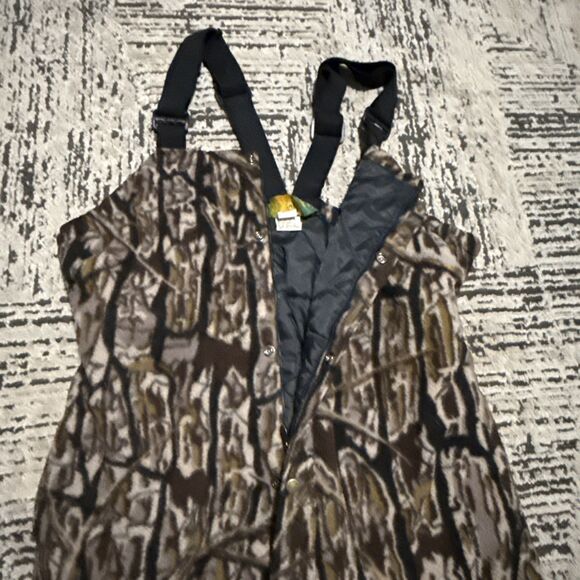 Vintage Cabela's Dry Plus Fleece Overalls Size Large Mossy Oak Camo Suspenders - Picture 6 of 13
